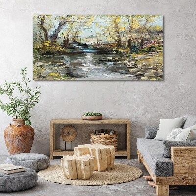 Tableau imprimé sur toile Paysage printanier au bord du ruisseau