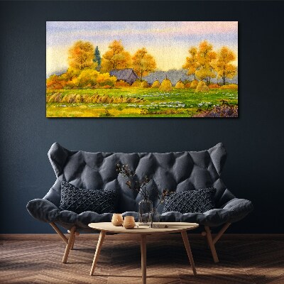 Tableau toile imprimée Automne doré dans le paysage rural
