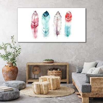 Tableau sur toile Plumes aux tons pastel