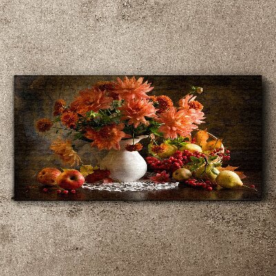 Tableau imprimé sur toile Fleurs et fruits dans un vase