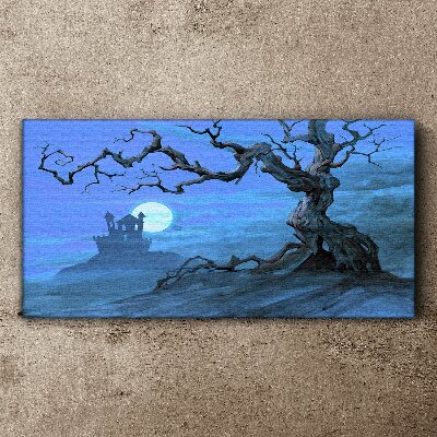 Tableau sur toile Château au clair de lune