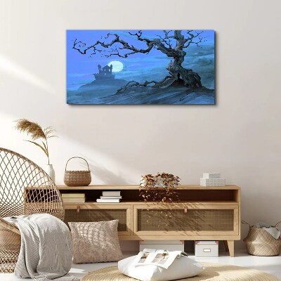 Tableau sur toile Château au clair de lune