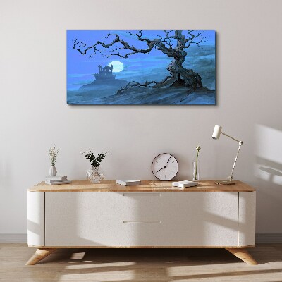 Tableau sur toile Château au clair de lune
