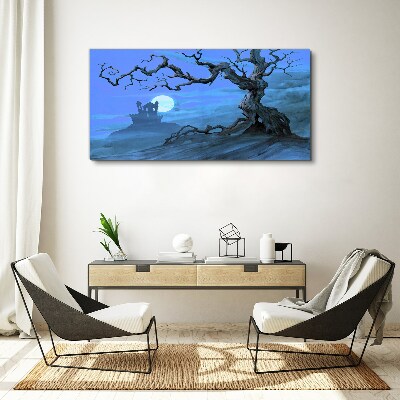 Tableau sur toile Château au clair de lune