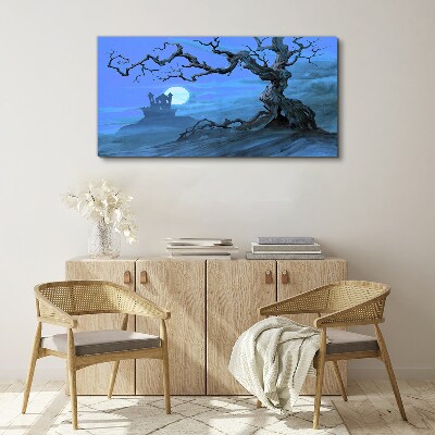 Tableau sur toile Château au clair de lune