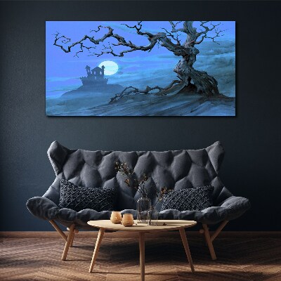 Tableau sur toile Château au clair de lune