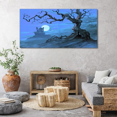 Tableau sur toile Château au clair de lune