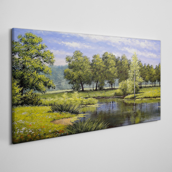 Tableau sur toile Un paysage paisible au bord de la rivière