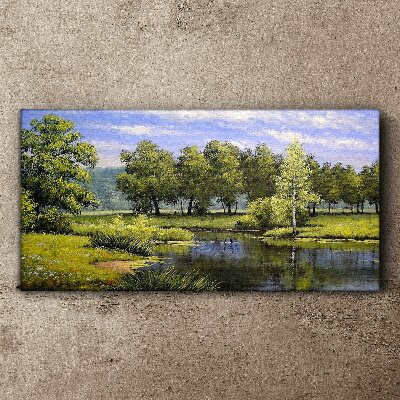 Tableau sur toile Un paysage paisible au bord de la rivière
