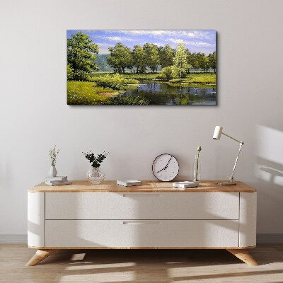 Tableau sur toile Un paysage paisible au bord de la rivière