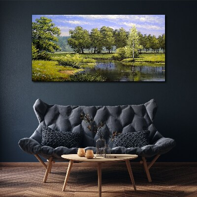 Tableau sur toile Un paysage paisible au bord de la rivière