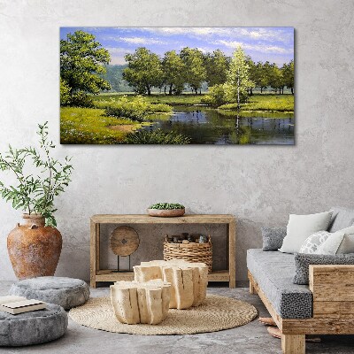 Tableau sur toile Un paysage paisible au bord de la rivière