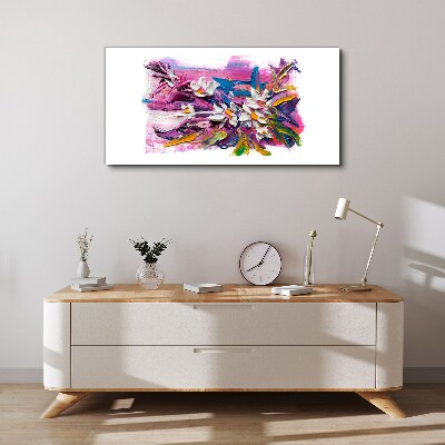 Tableau toile imprimée Fleurs colorées dans une composition abstraite