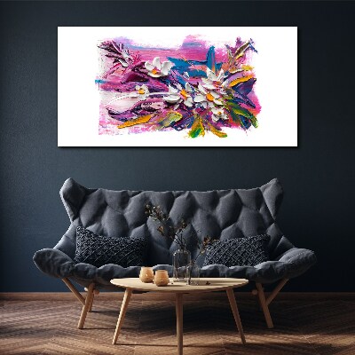 Tableau toile imprimée Fleurs colorées dans une composition abstraite