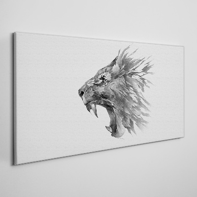 Tableau toile imprimée Le Cri du Lion dans Nuances de Gris