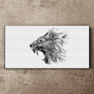 Tableau toile imprimée Le Cri du Lion dans Nuances de Gris