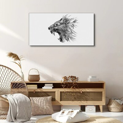 Tableau toile imprimée Le Cri du Lion dans Nuances de Gris