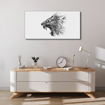 Tableau toile imprimée Le Cri du Lion dans Nuances de Gris