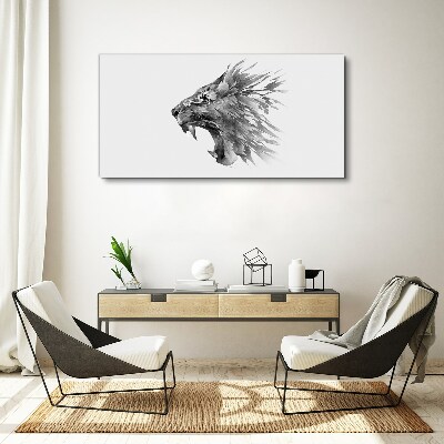 Tableau toile imprimée Le Cri du Lion dans Nuances de Gris
