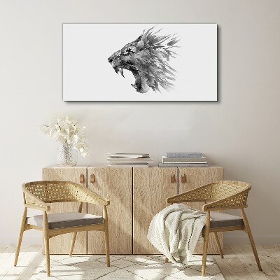 Tableau toile imprimée Le Cri du Lion dans Nuances de Gris