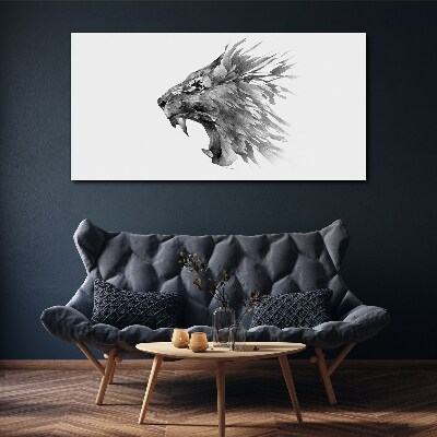 Tableau toile imprimée Le Cri du Lion dans Nuances de Gris