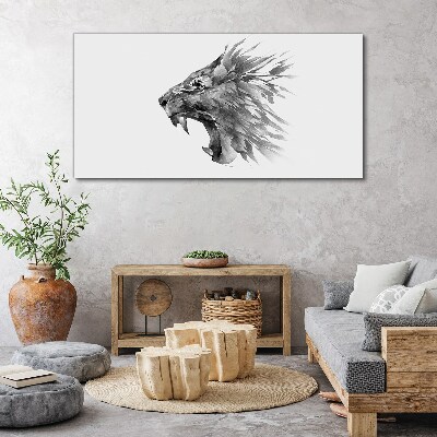 Tableau toile imprimée Le Cri du Lion dans Nuances de Gris