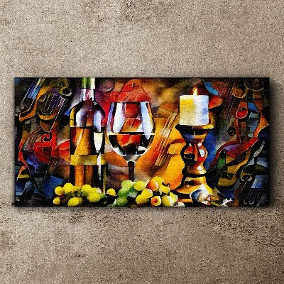 Tableau imprimé sur toile Une soirée avec du vin et des fruits