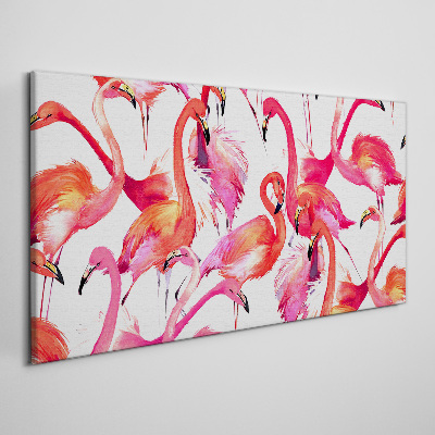 Tableau imprimé sur toile Flamants roses dans une danse tropicale