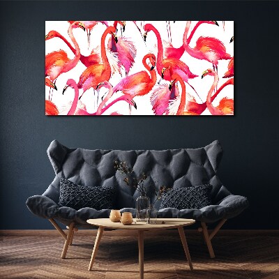 Tableau imprimé sur toile Flamants roses dans une danse tropicale