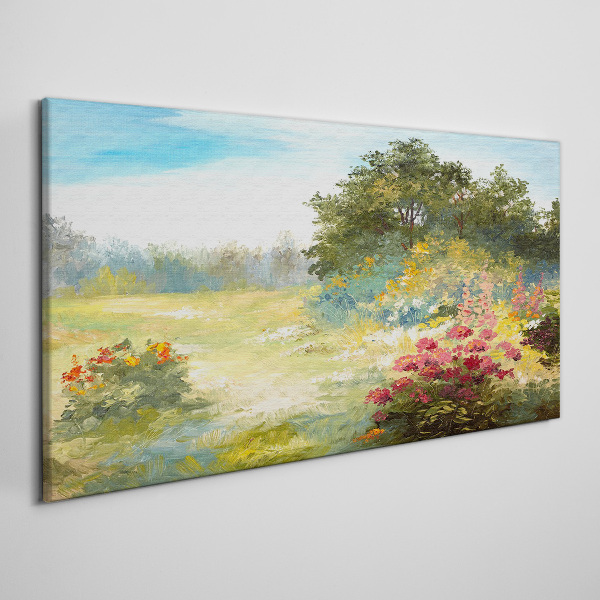 Tableau toile imprimée Un paysage floral d'un matin d'été