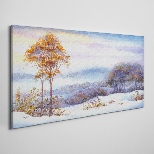 Tableau imprimé sur toile Paysage d'hiver avec des arbres