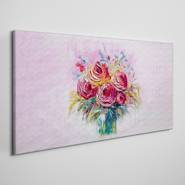 Tableau sur toile Composition de roses roses