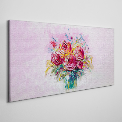 Tableau sur toile Composition de roses roses