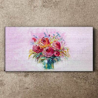 Tableau sur toile Composition de roses roses