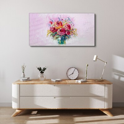 Tableau sur toile Composition de roses roses