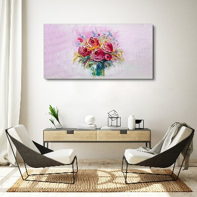 Tableau sur toile Composition de roses roses