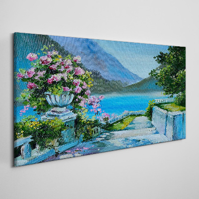 Tableau toile imprimée Vue romantique au bord du lac