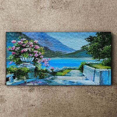 Tableau toile imprimée Vue romantique au bord du lac