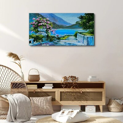 Tableau toile imprimée Vue romantique au bord du lac