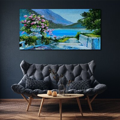 Tableau toile imprimée Vue romantique au bord du lac