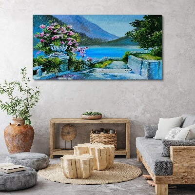 Tableau toile imprimée Vue romantique au bord du lac