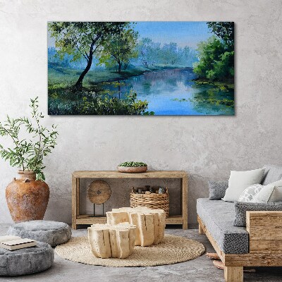 Tableau imprimé sur toile Un paysage paisible au bord de la rivière