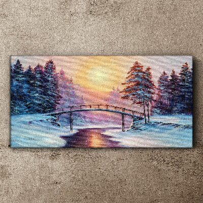 Tableau imprimé sur toile Pont d'hiver au soleil