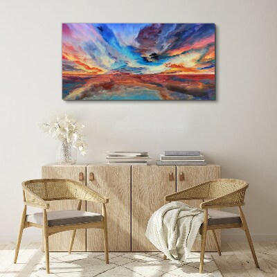 Tableau toile imprimée Coucher de soleil aux couleurs du ciel