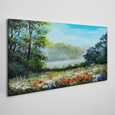 Tableau imprimé sur toile Un paysage floral sous le soleil d'été