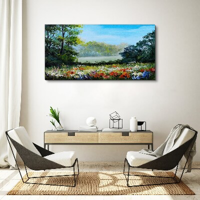 Tableau imprimé sur toile Un paysage floral sous le soleil d'été
