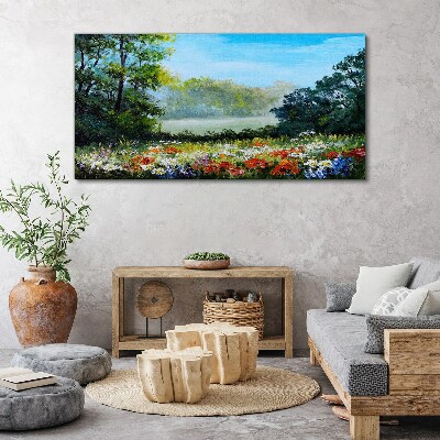 Tableau imprimé sur toile Un paysage floral sous le soleil d'été