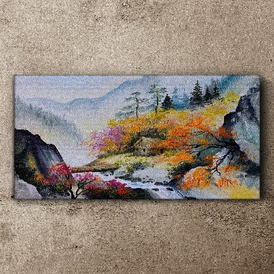 Tableau sur toile Panorama de montagne d'automne