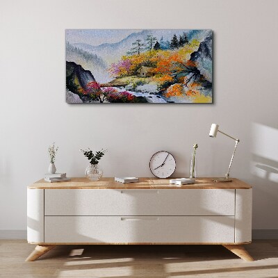 Tableau sur toile Panorama de montagne d'automne