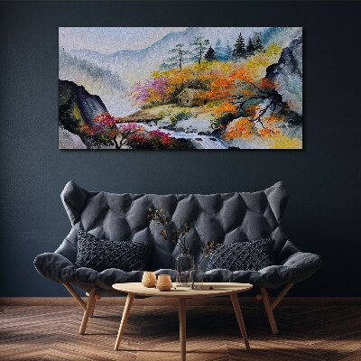 Tableau sur toile Panorama de montagne d'automne